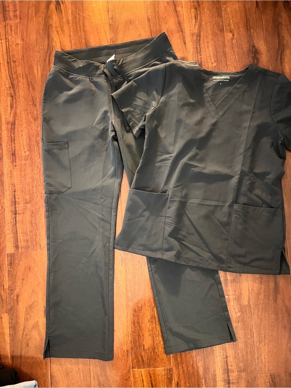 Mandala Women's Scrub Set - Black Pants & Top